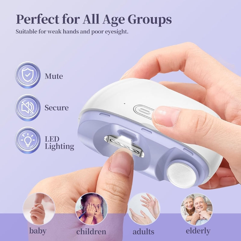 NailPro™ – 3-in-1 Electric Nail Clipper & Polisher with LED Light