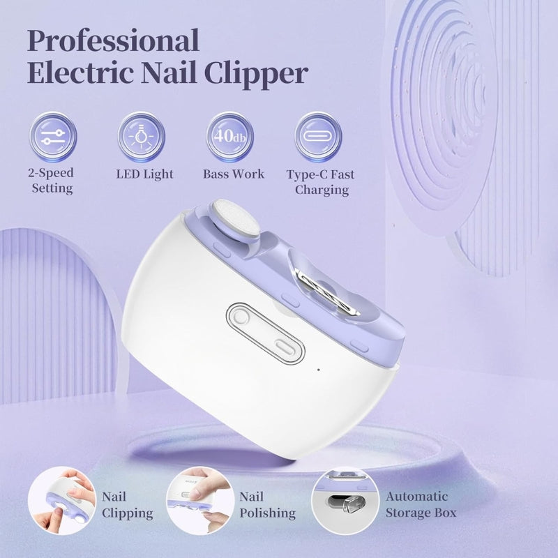 NailPro™ – 3-in-1 Electric Nail Clipper & Polisher with LED Light