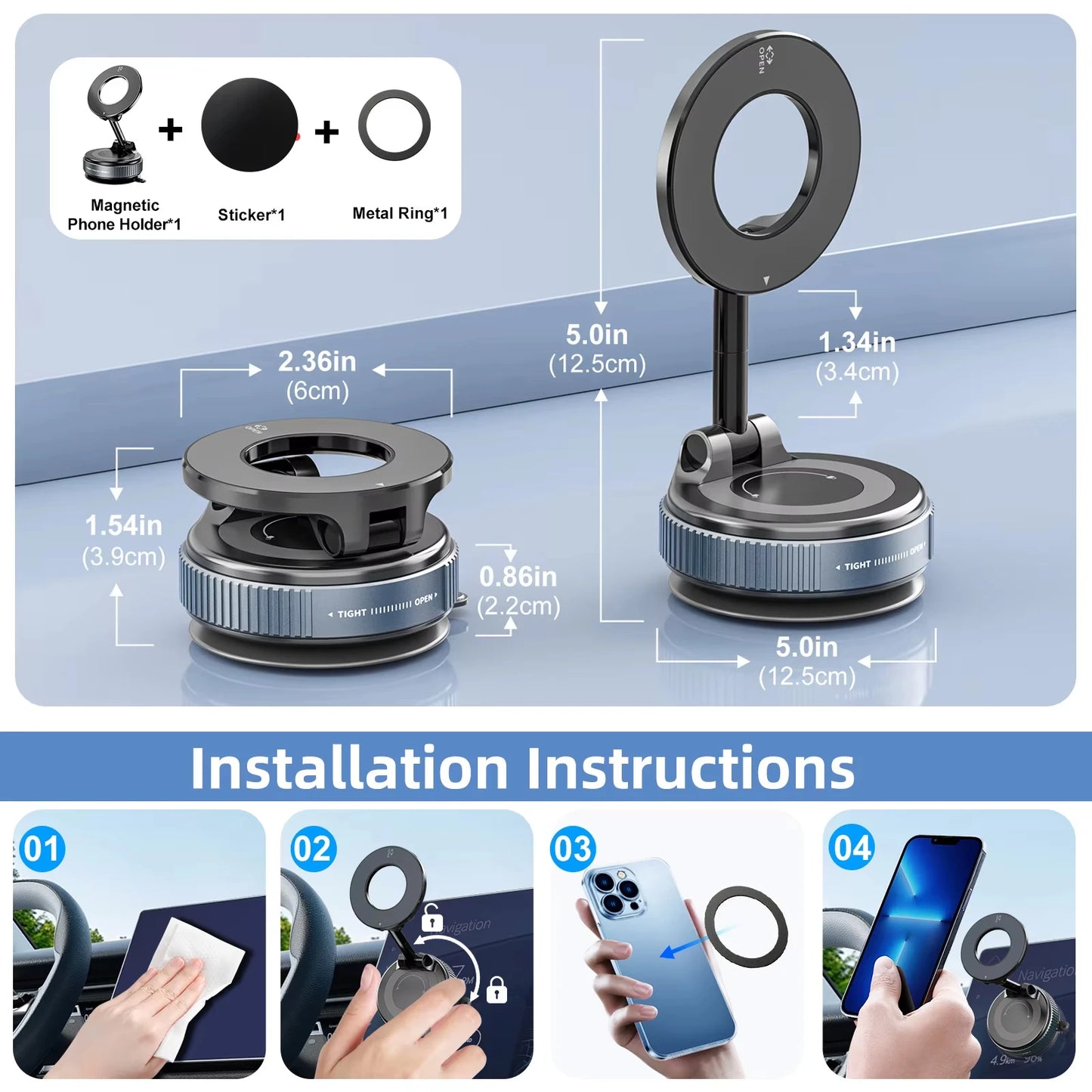 360° Vacuum Magnetic Phone Holder